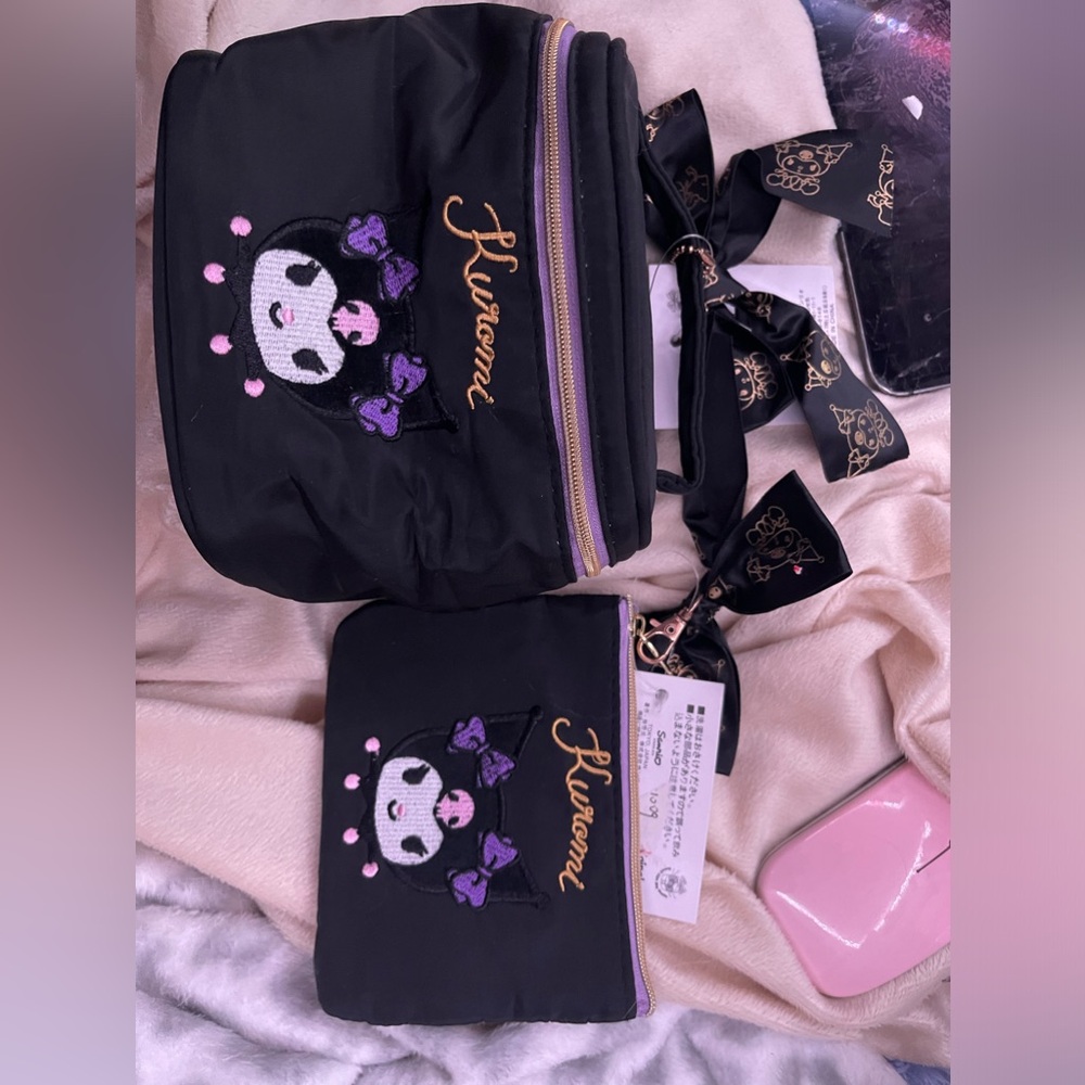 Kuromi Sanrio makeup bag and coin purse bundle